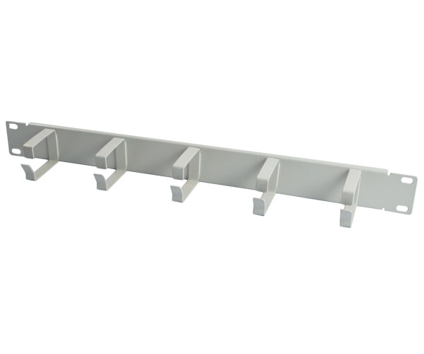 ALLNET 19"zbh. Kabelführungsplatte, 1HE, Metall mit 5 Bügel, Lichtgrau,