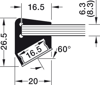 Glaskantenprofil, Profil 5101 für LED-Bänder 10 mm