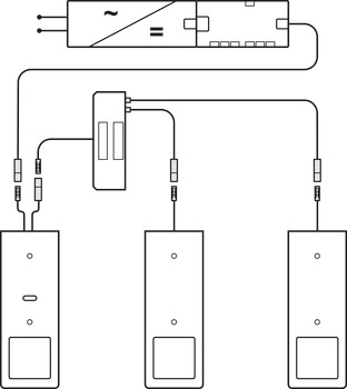 Unterbauleuchte, LED 1166 24 V 3er Set mit Hauptschalter