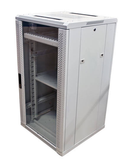 ALLNET 19"Schrank, 32HE, B600/T 600mm, Glastür, Lichtgrau, SNB-Serie,