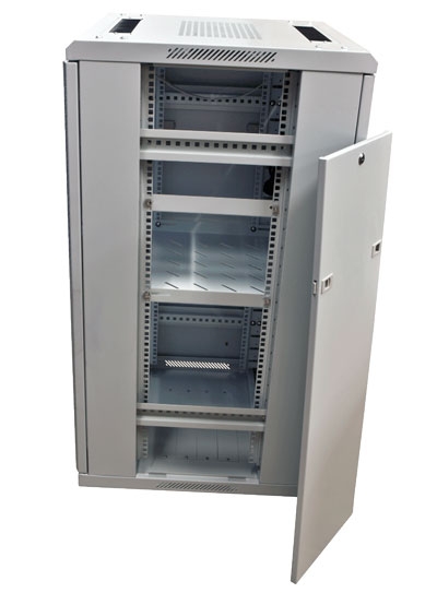 ALLNET 19"Schrank, 32HE, B600/T 600mm, Glastür, Lichtgrau, SNB-Serie,