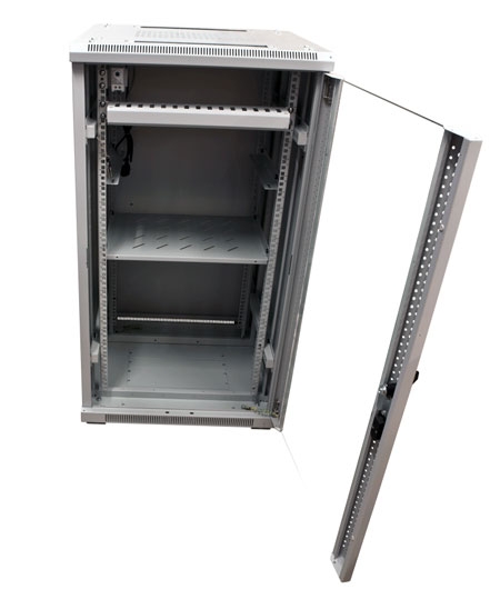 ALLNET 19"Schrank, 32HE, B600/T 600mm, Glastür, Lichtgrau, SNB-Serie,