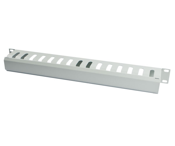 ALLNET 19"zbh. Kabelführungsplatte, 1HE, Metall mit Abdeckplatte, Lichtgrau,