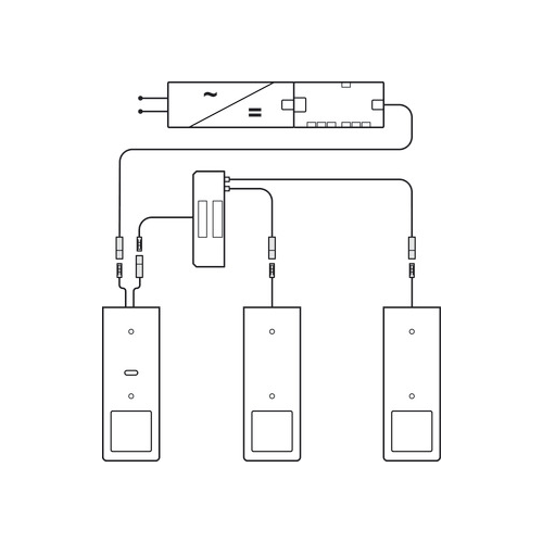 Unterbauleuchte, LED 1166 24 V 3er Set mit Hauptschalter