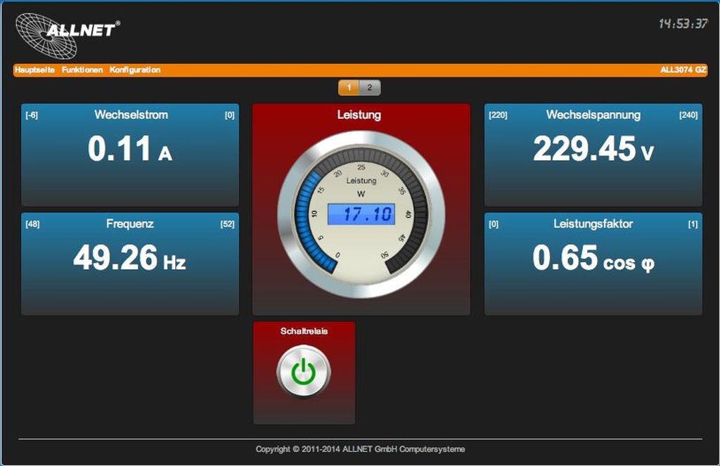 ALLNET MSR IO Zentrale Schaltsteckdose ALL3075v4 inkl. WLAN & Strommessung für IP Gebäude Automation